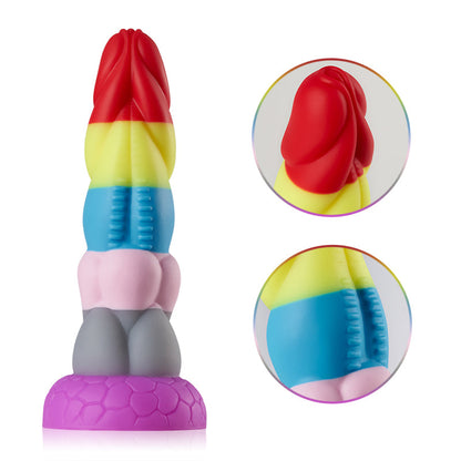 Regenbogen-Dildo groß mit Saugnapf