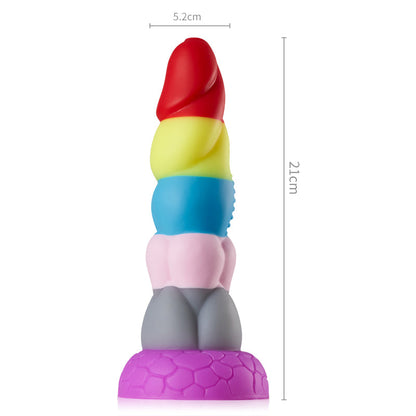 Regenbogen-Dildo groß mit Saugnapf